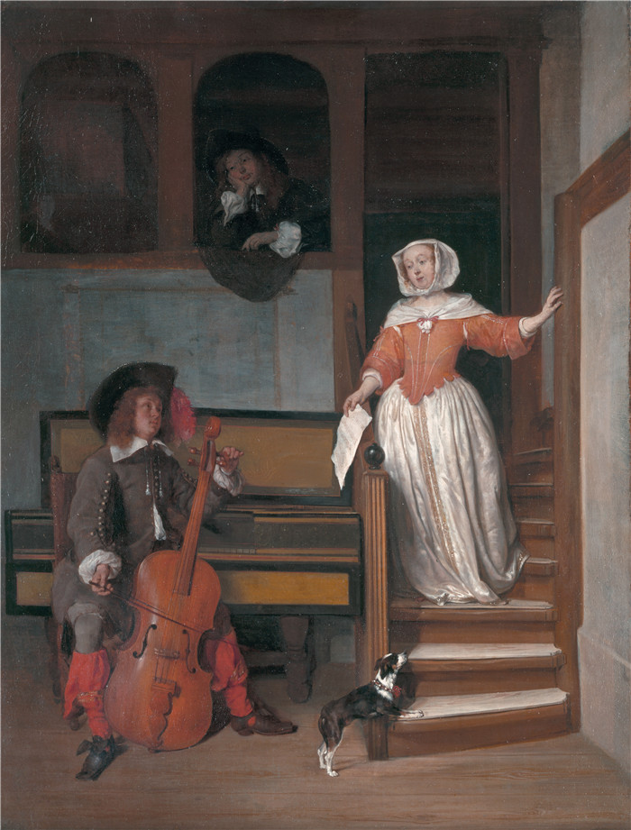 《大提琴手》加布里埃尔·梅苏（Gabriël Metsu）画作-The Cello Player