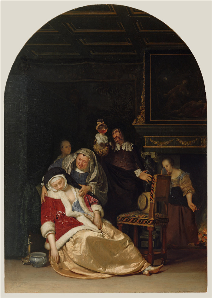 《医生的访问》老弗兰斯·范·米埃里斯(Frans van Mieris)画作- The Doctor's Visit