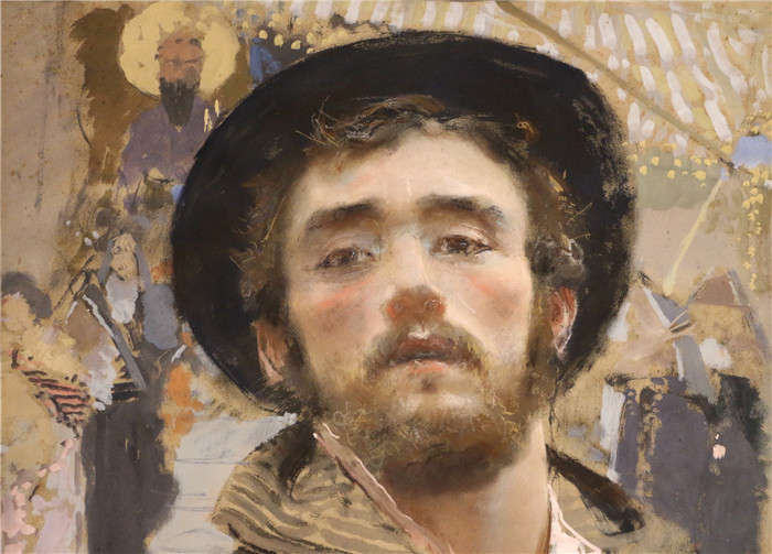 《自画像》弗朗切斯科·保罗·米切蒂（Francesco Paolo Michetti）作品-autoritratto, 1877 ca. 02