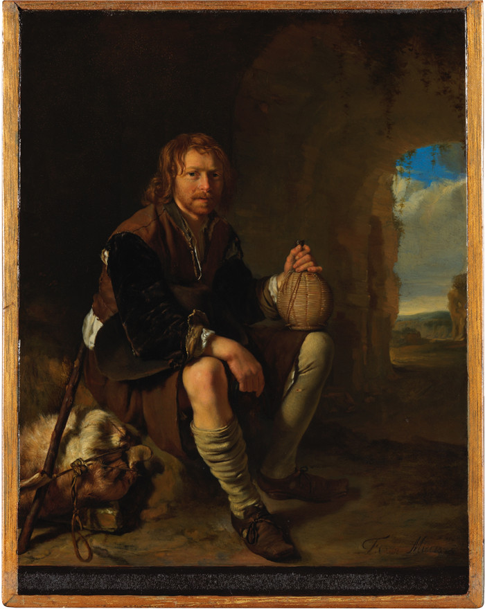 《休息的旅客》老弗兰斯·范·米埃里斯(Frans van Mieris)画作-Traveler at Rest