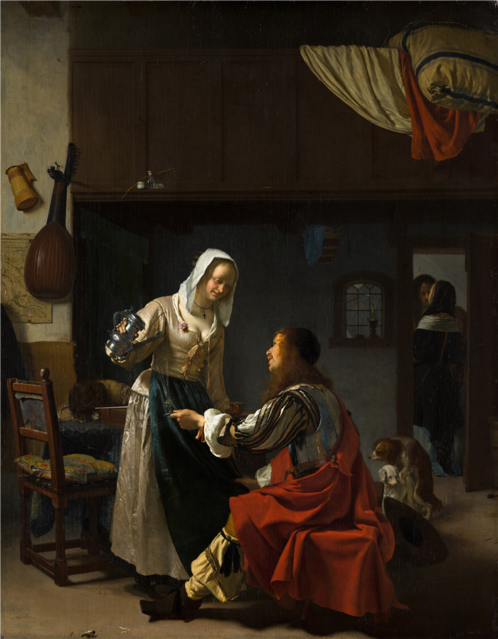 《妓院场景》老弗兰斯·范·米埃里斯(Frans van Mieris)画作- Brothel Scene - 860 - Mauritshuis