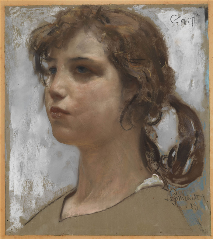 《女性头部研究》弗朗切斯科·保罗·米切蒂(Francesco Paolo Michetti)作品-Study of a female head (1883)