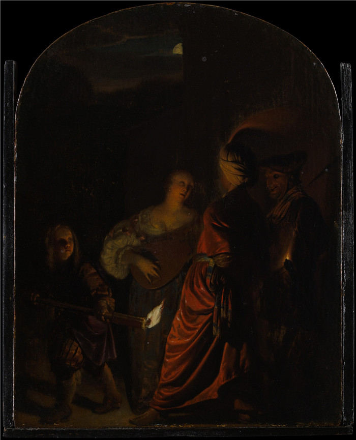 《小夜曲》老弗兰斯·范·米埃里斯(Frans van Mieris)画作-The Serenade