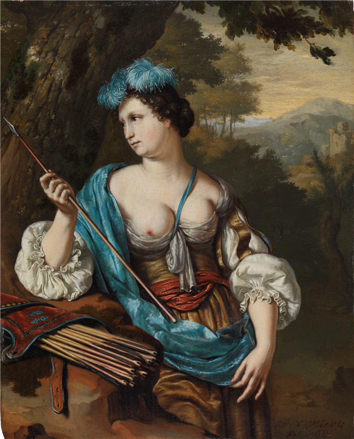 《安娜,狩猎女神》威廉·范·米埃里斯(Willem van Mieris)的画作- Diana, Goddess of the Hunt