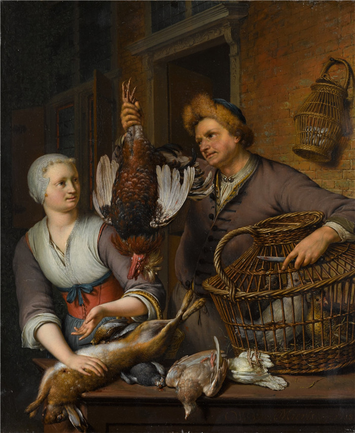 威廉·范·米埃里斯(Willem van Mieris)的画作-家禽销售商The poultry seller