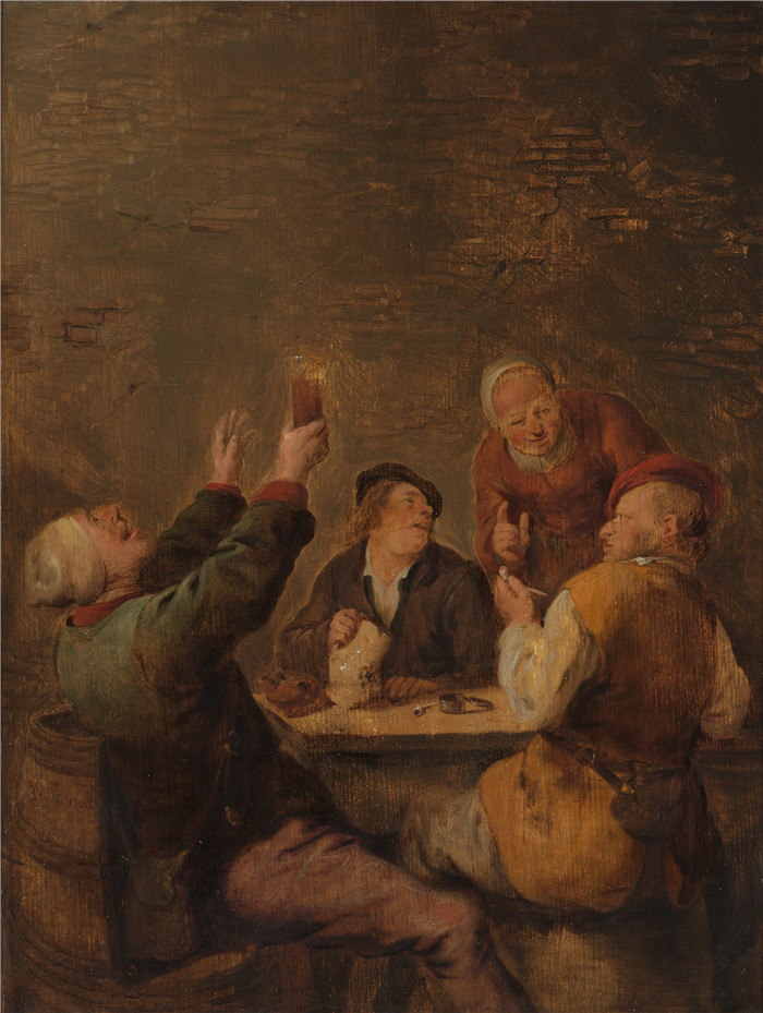 《豆王在喝酒》扬·米恩斯·莫莱纳尔（Jan Miense Molenaer）油画-Vrolijk gezelschap - 1534 (OK)