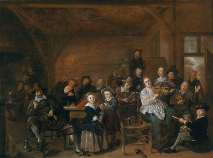 《欢乐的的一个宿舍》扬·米恩斯·莫莱纳尔(Jan Miense Molenaer)油画-Fröhliche Gesellschaft in einer Wirtsstube