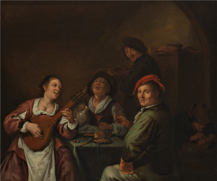 《快乐的人》扬·米恩斯·莫莱纳尔(Jan Miense Molenaer)油画-Vrolijk gezelschap - 1530 (OK)