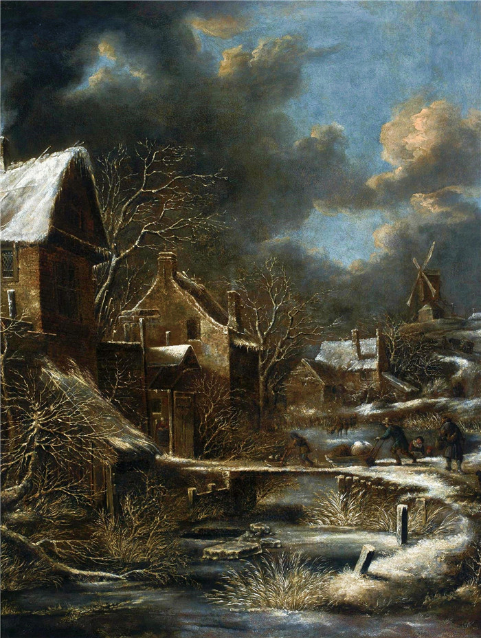 《冬季景观》尼古拉斯·莫莱纳尔 （Nicolaes Molenaer） 的画作- Winter landscape
