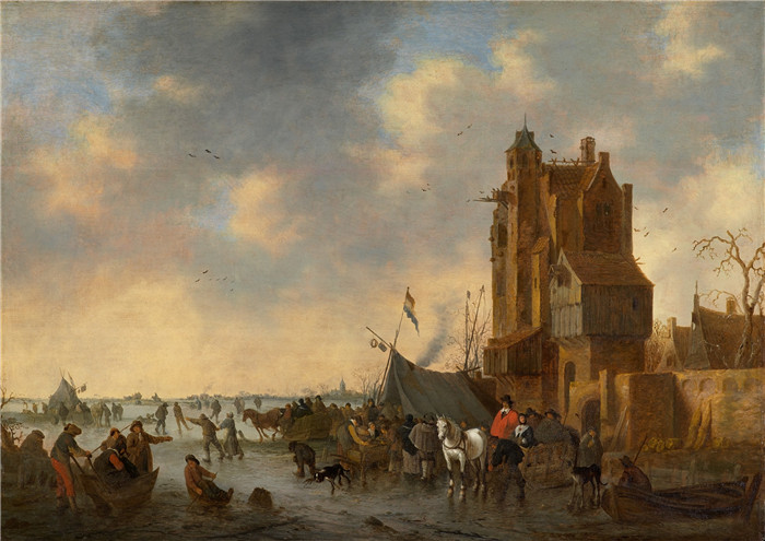 《滑雪板出发》尼古拉斯·莫莱纳尔 (Nicolaes Molenaer) 的画作-Départ des traineaux