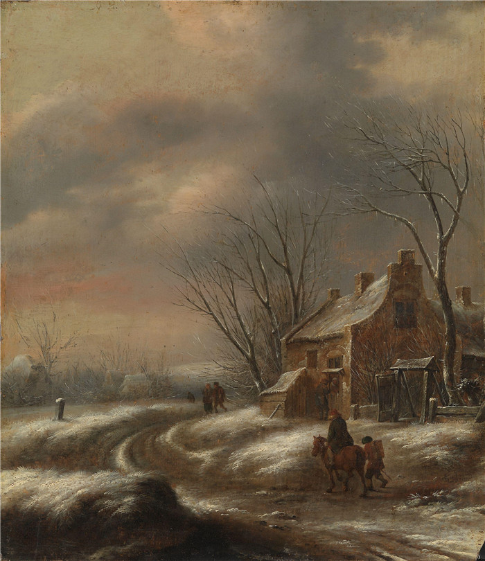 《荷兰冬季景观》尼古拉斯·莫莱纳尔 （Nicolaes Molenaer） 的画作-Dutch winter landscape
