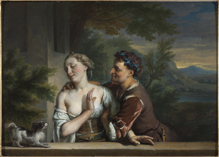 《一个男人试图拥抱一个女人》卡雷尔·德摩尔 ( Carel de Moor)作品-A Man Trying to embrace a Woman (Carel de Moor)