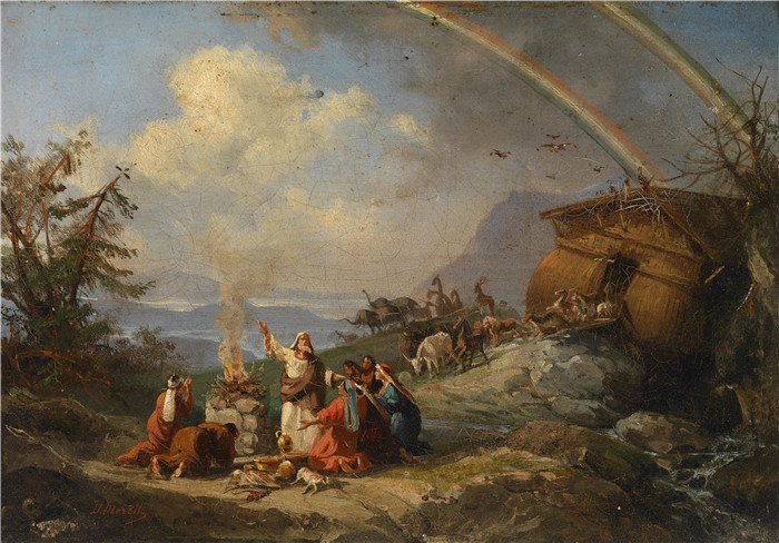 《诺亚的感谢》多梅尼科·莫雷利（Domenico Morelli）的画作-Noahs Dankgebet