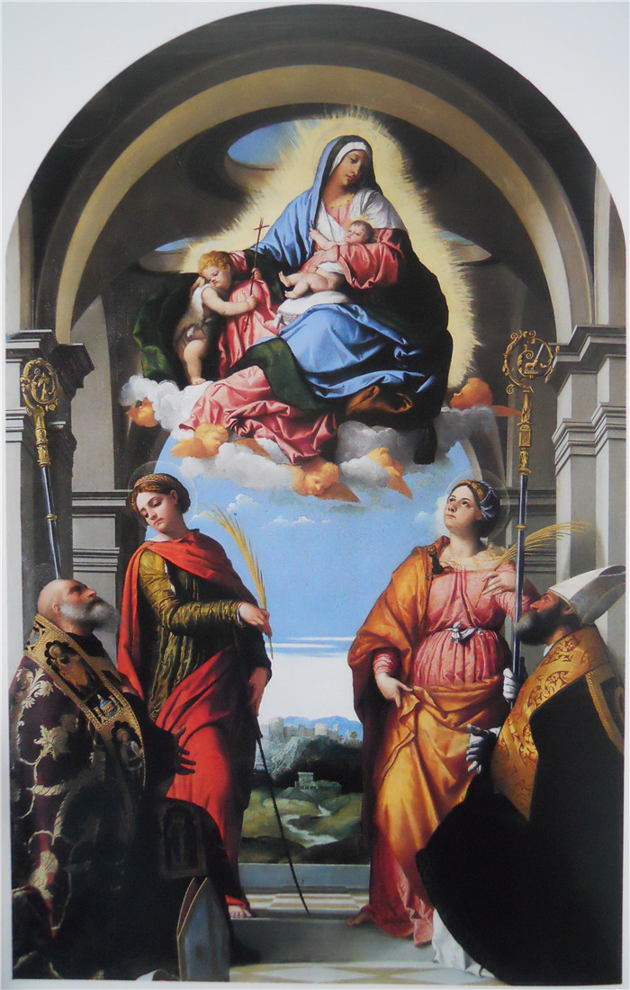 《圣母与婴儿和圣施洗者约翰》莫雷托·达·布雷西亚（Moretto da Brescia）画作