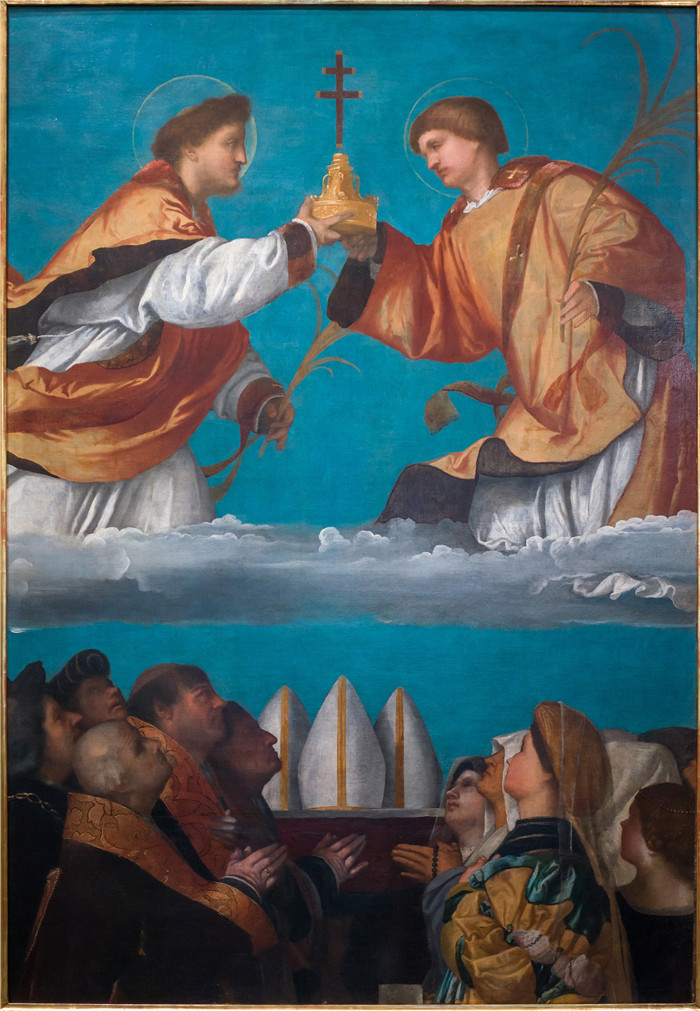 《圣十字旗》莫雷托·达·布雷西亚（Moretto da Brescia）画作-Pinacoteca Tosio Martinengo stendardo delle Sante Croci Moret