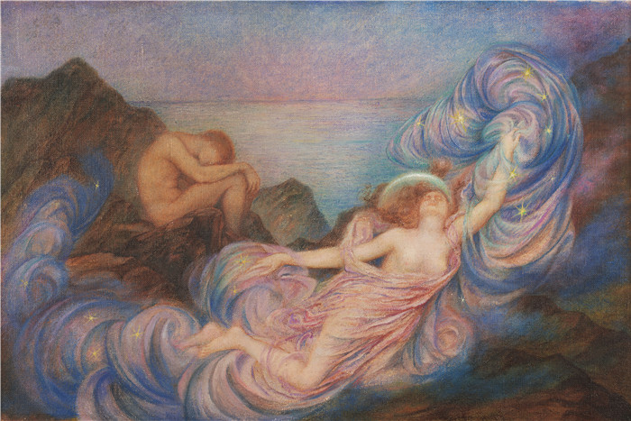 《黄昏》伊芙琳·德·摩根（Evelyn de Morgan）的画作-Twilight - Evelyn De Morgan，150ppi