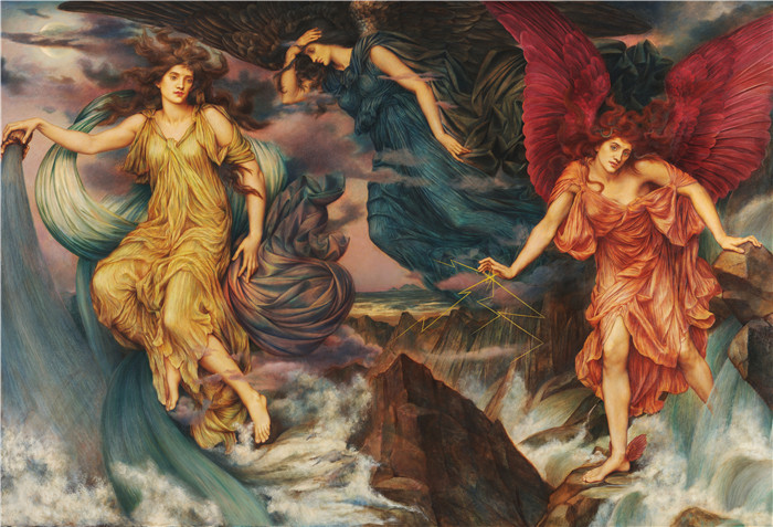 《风暴精神》伊芙琳·德·摩根(Evelyn de Morgan)的画作-The Storm Spirits