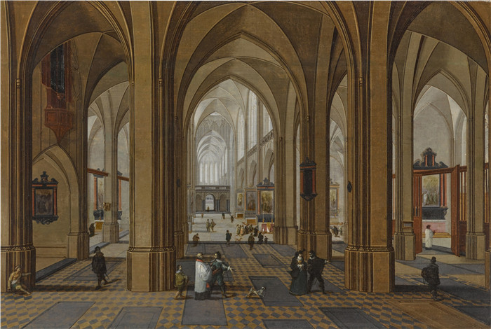 《安特卫普大教堂内部》彼得·尼夫斯(Pieter Neefs)的画作-Interior of Antwerp Cathedral (2)
