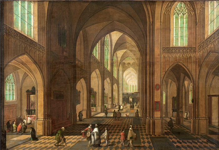 《教堂内部》彼得·尼夫斯（Pieter Neefs）的画作-Pieter (dit l'Ancien) Neefs I - Intérieur d'église