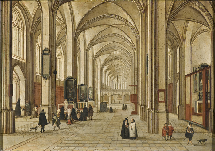 《哥特式教堂内部》彼得·尼夫斯(Pieter Neefs)的画作-Interior of a Gothic Church (Peeter Neeffs d.ä.)