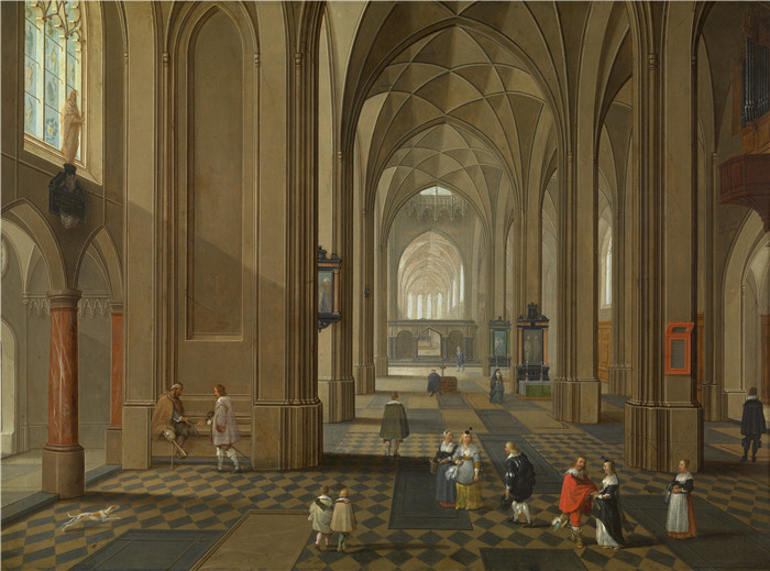 《教堂内饰》彼得·尼夫斯(Pieter Neefs)的画作-Pieter Neefs I - Kerkinterieur