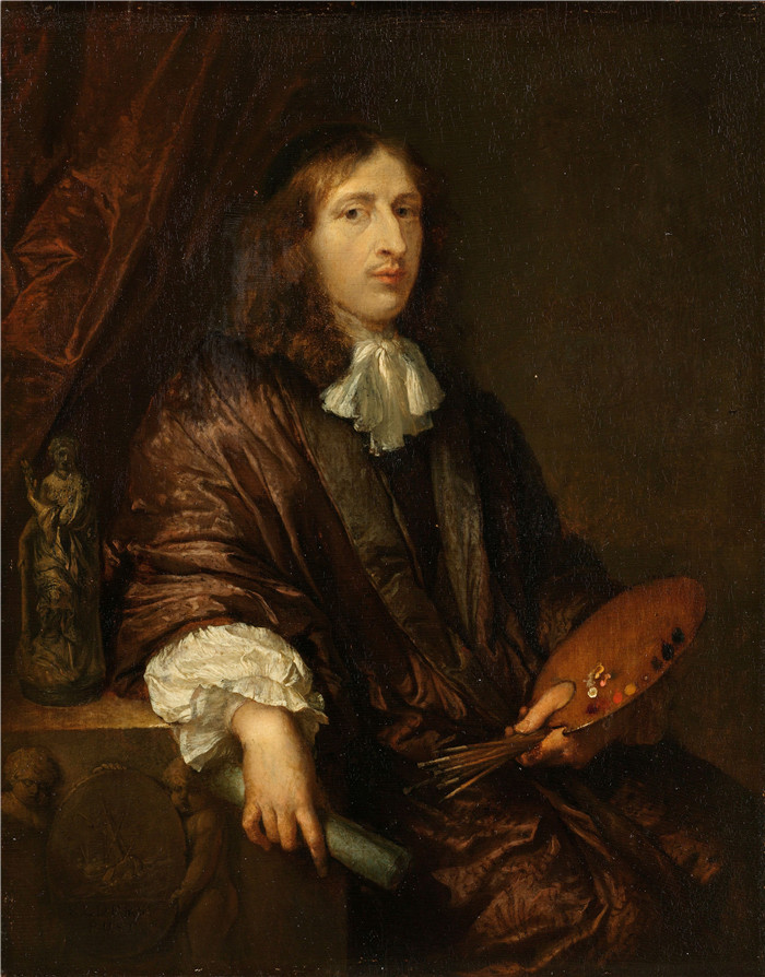 《自画像》卡斯珀·内舍尔（Caspar Netscher）高清作品-Zelfportret