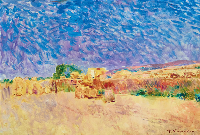 普利尼奥·诺梅里尼（Plinio Nomellini）的画作-Avanzi romani a Leptis Magna, Libya