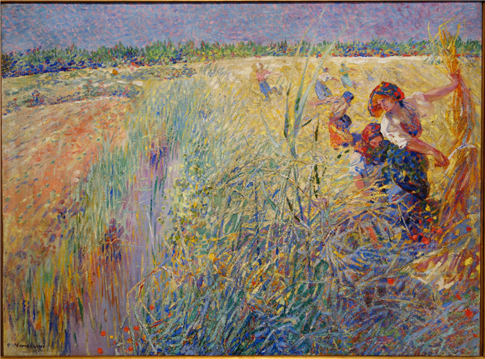 《收获》普利尼奥·诺梅里尼（Plinio Nomellini）的画作-Harvest 1910-1915, oil on canvas