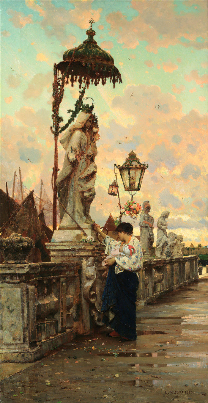 《两个母亲》路易吉·诺诺(Luigi Nono)的画作-The two mothers (1886),