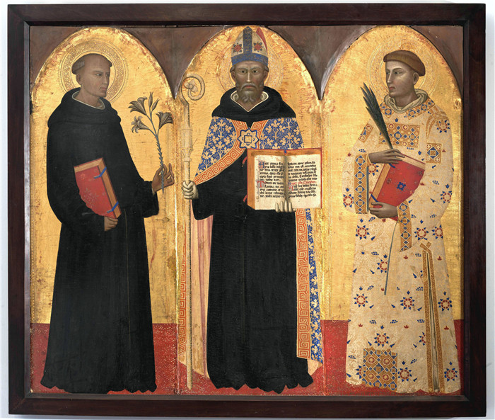 《圣阿戈斯蒂诺教堂》努齐快板(Allegretto Nuzi )的画作-Sant'Agostino tra San Nicola da Tolentino e Santo Stefano Fabri