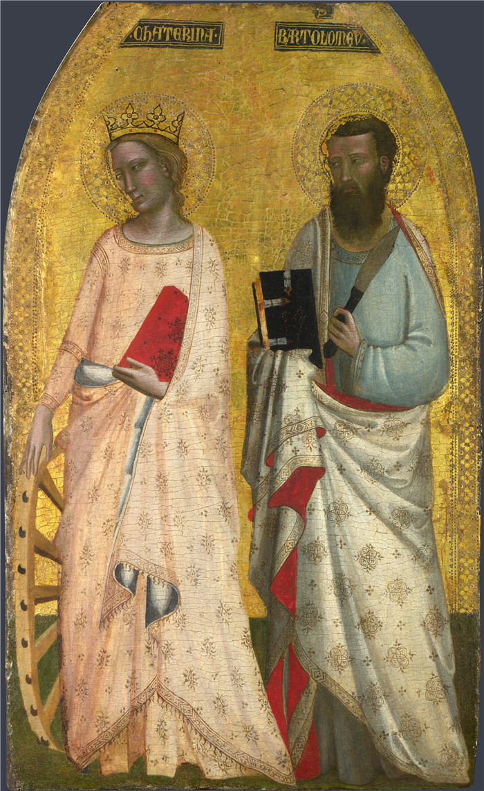 努齐快板(Allegretto Nuzi )的画作-圣凯瑟琳和巴塞洛缪Allegretto Nuzzi and Francescuccio Ghissi. Saints Catherine and B