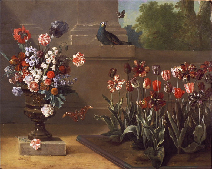 《德拉布鲁耶先生花园的角落》让-巴蒂斯特·欧德瑞(Jean-Baptiste Oudry )画作-Corner of Monsieur de la Bruyere's Garden (1744)