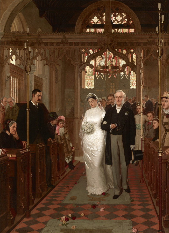 《至死方休》埃德蒙·布莱尔·莱顿（Edmund Blair Leighton）高清作品-Till Death Us Do Part (1878-1879)