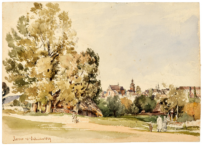 《克罗斯诺》鲁道夫·冯·阿尔特(Rudolf von Alt)画作-Krosno 1839