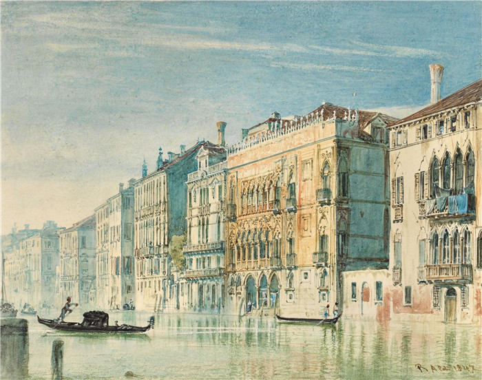 《大运河》鲁道夫·冯·阿尔特(Rudolf von Alt)画作-Canal Grande mit Ca’ d’Oro 1847