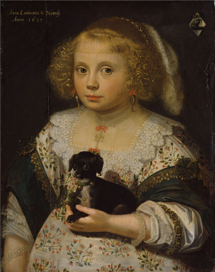 《安娜·康斯坦蒂亚的肖像》安东尼·帕拉梅德斯（Anthonie Palamedesz，荷兰画家）作品-Portret van Anna Constantia de Beijwegh (1635)