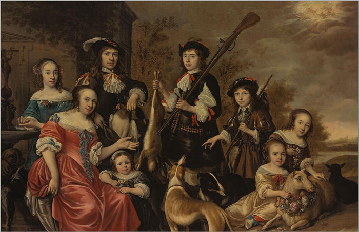 《家庭团体》安东尼·帕拉梅德斯（Anthonie Palamedesz，荷兰画家）作品- Familiegroep - 1651