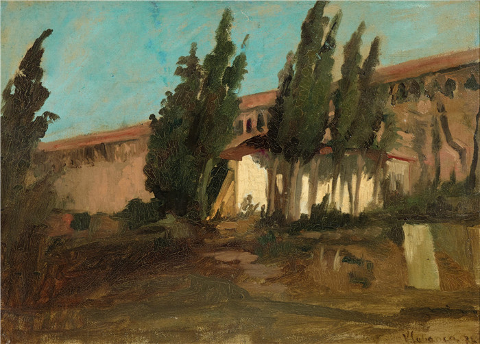 文森佐·卡比安卡 （Vincenzo Cabianca） 的画作-罗马Cipressi Romani