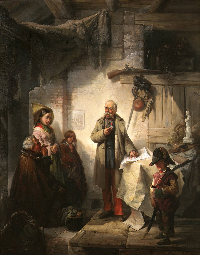 《拿破仑军团》文森佐·卡比安卡 （Vincenzo Cabianca） 的画作-The Napoleonic Legionnaire (1856),