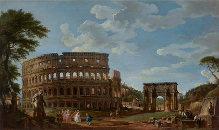 《罗马斗兽场和康斯坦丁拱》乔瓦尼·保罗·潘尼尼（Giovanni Paolo Pannini）的画作-view of the colosseum and the arch of constantin
