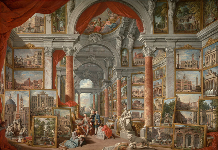 乔瓦尼·保罗·潘尼尼（Giovanni Paolo Pannini）的画作-现代罗马画廊 Picture Gallery with Views of Modern Rome