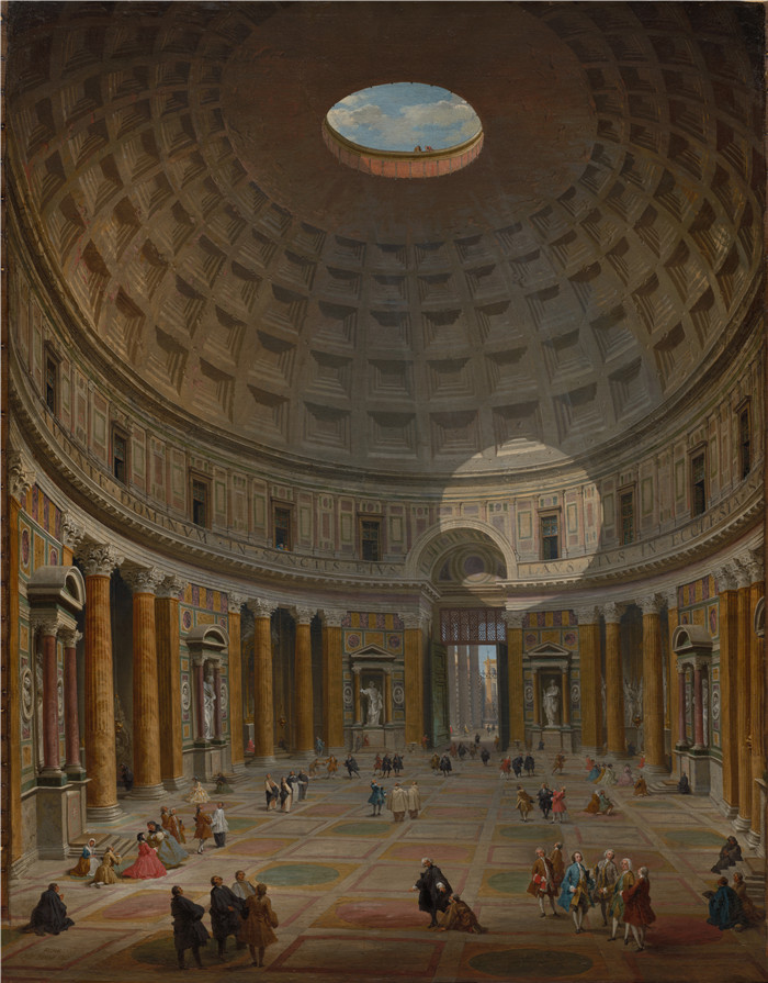 《罗马万神殿内部》乔瓦尼·保罗·潘尼尼（Giovanni Paolo Pannini）的画作- Interior of the Pantheon, Rome,72ppi