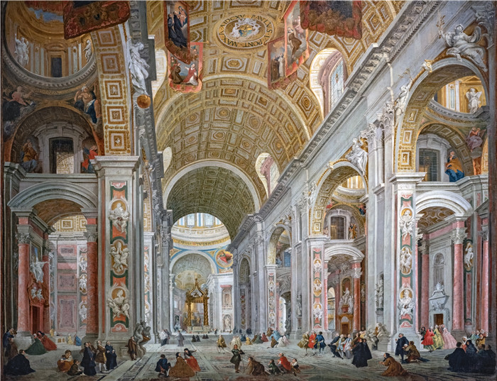 乔瓦尼·保罗·潘尼尼（Giovanni Paolo Pannini）的画作-罗马圣彼得大教堂的内部 Ca' Rezzonico -
