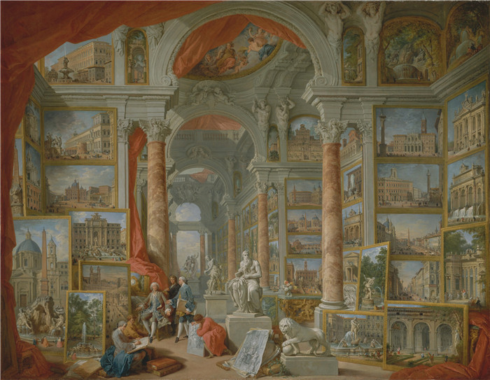 《婚礼》乔瓦尼·保罗·潘尼尼（Giovanni Paolo Pannini）的画作-Modern Rome, 1757