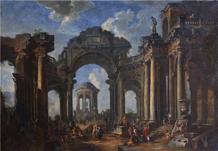 乔瓦尼·保罗·潘尼尼（Giovanni Paolo Pannini）的画作-一位使徒在多里克建筑废墟中的布道