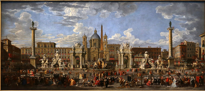 乔瓦尼·保罗·潘尼尼（Giovanni Paolo Pannini）的画作-为庆祝法国海豚的诞生做准备，罗马纳沃纳广场