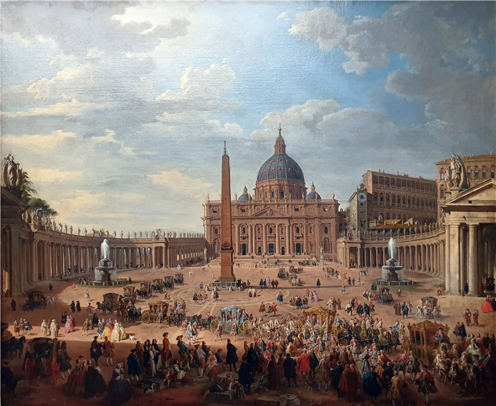 《彼得广场》乔瓦尼·保罗·潘尼尼（Giovanni Paolo Pannini）的画作-1754 Panini Ausfahrt des Duc de Choiseul auf dem Petersp