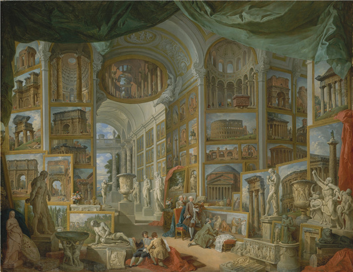 《古罗马》乔瓦尼·保罗·潘尼尼（Giovanni Paolo Pannini）的画作-Ancient Rome, 1757