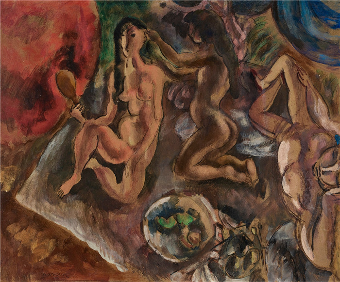 《热带厕所》朱尔斯·帕辛（Jules Pascin）画作-la toilette aux tropiques