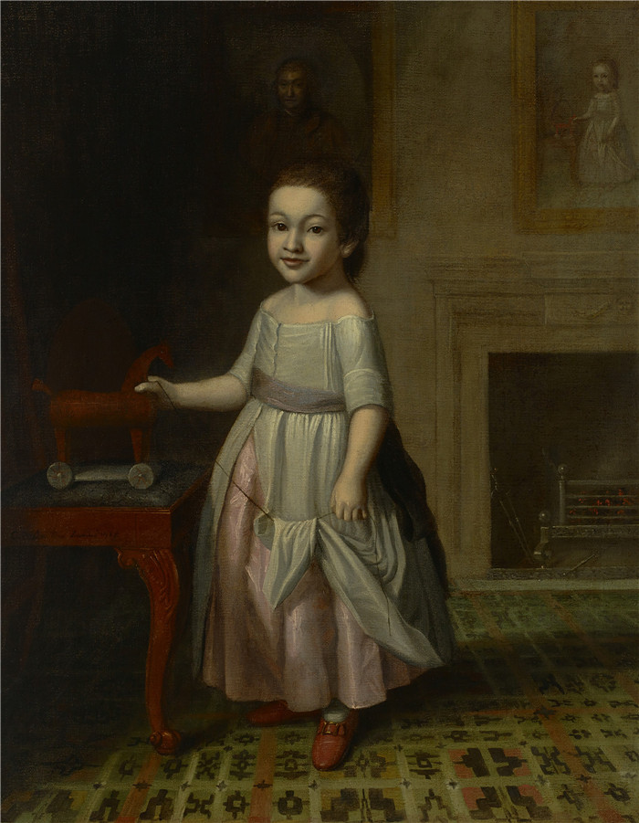 《男孩与玩具马》查尔斯·威尔逊·皮尔（Charles Willson Peale）画作-Boy with Toy Horse